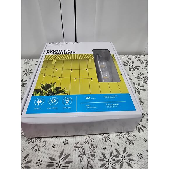 Room Essentials LED String Lights – Black Cord, Warm White - New in Box (Tested) - Picture 6 of 9